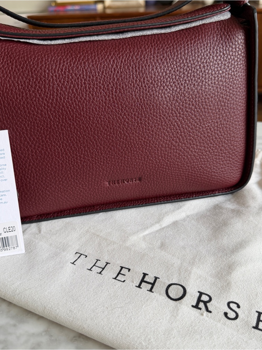 The Horse Clementine Leather Shoulder Bag in Burgundy with Silver Hardware